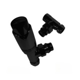 Product Cut out image of the Abacus Ultima Matt Black Angled Thermostatic Radiator Valve